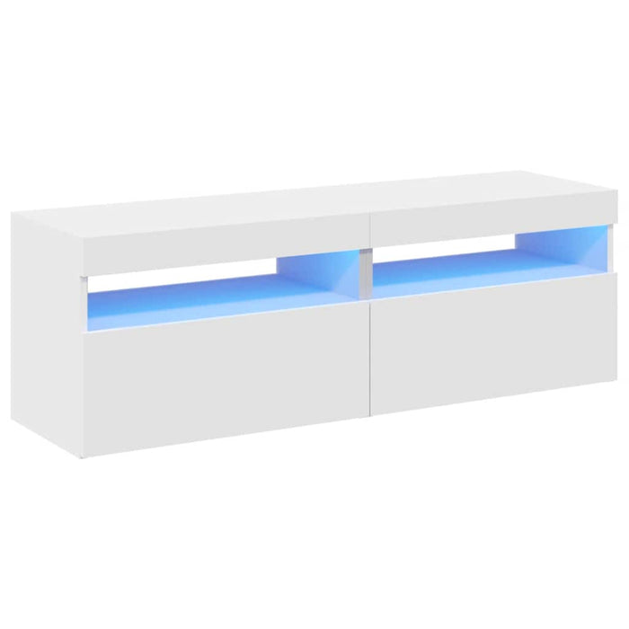 Comode TV cu lumini LED, 2 buc., alb, 60x35x40 cm - WALTI WALTI