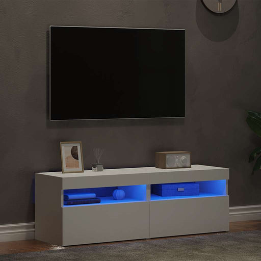 Comode TV cu lumini LED, 2 buc., alb, 60x35x40 cm - WALTI WALTI