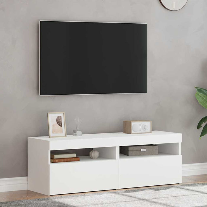 Comode TV cu lumini LED, 2 buc., alb, 60x35x40 cm - WALTI WALTI