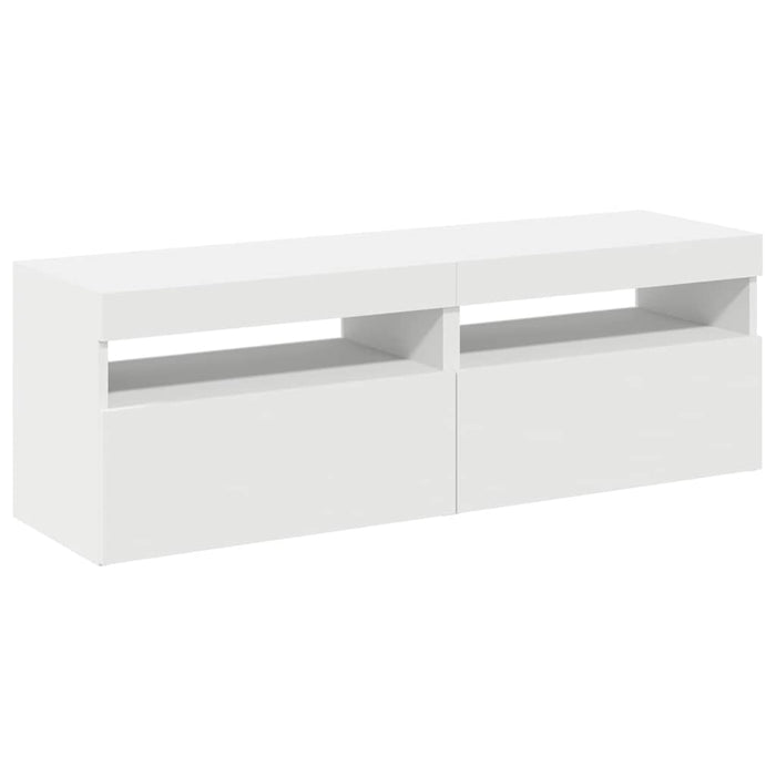 Comode TV cu lumini LED, 2 buc., alb, 60x35x40 cm - WALTI WALTI