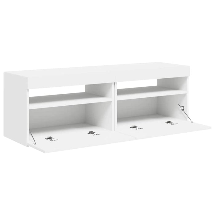 Comode TV cu lumini LED, 2 buc., alb, 60x35x40 cm - WALTI WALTI