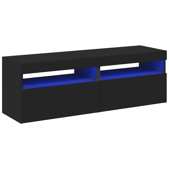 Comode TV cu lumini LED, 2 buc., negru, 60x35x40 cm WALTI