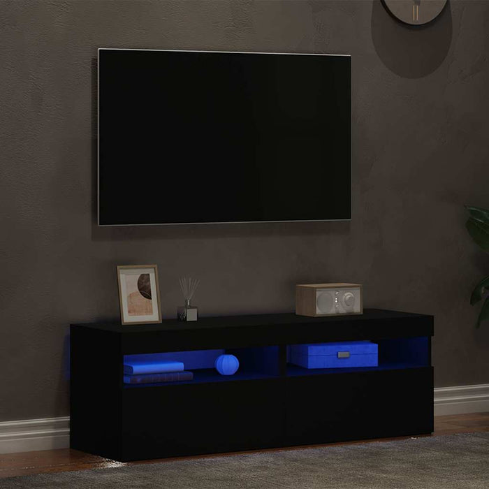 Comode TV cu lumini LED, 2 buc., negru, 60x35x40 cm WALTI