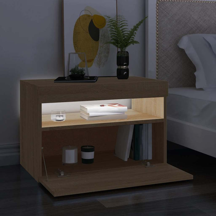 Comodă TV cu lumini LED, stejar Sonoma, 60x35x40 cm - WALTI WALTI