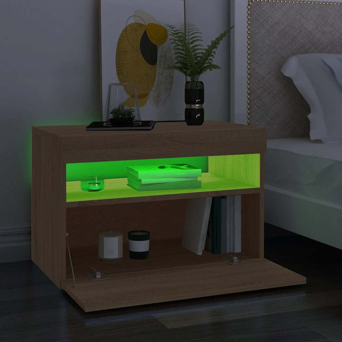 Comodă TV cu lumini LED, stejar Sonoma, 60x35x40 cm - WALTI WALTI
