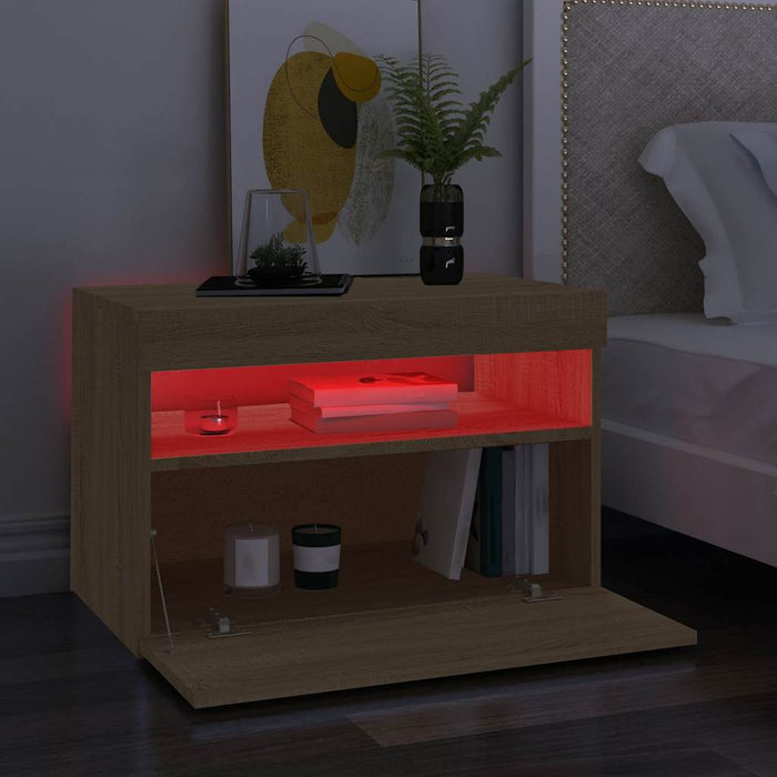 Comodă TV cu lumini LED, stejar Sonoma, 60x35x40 cm - WALTI WALTI