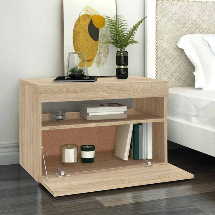 Comodă TV cu lumini LED, stejar Sonoma, 60x35x40 cm - WALTI WALTI