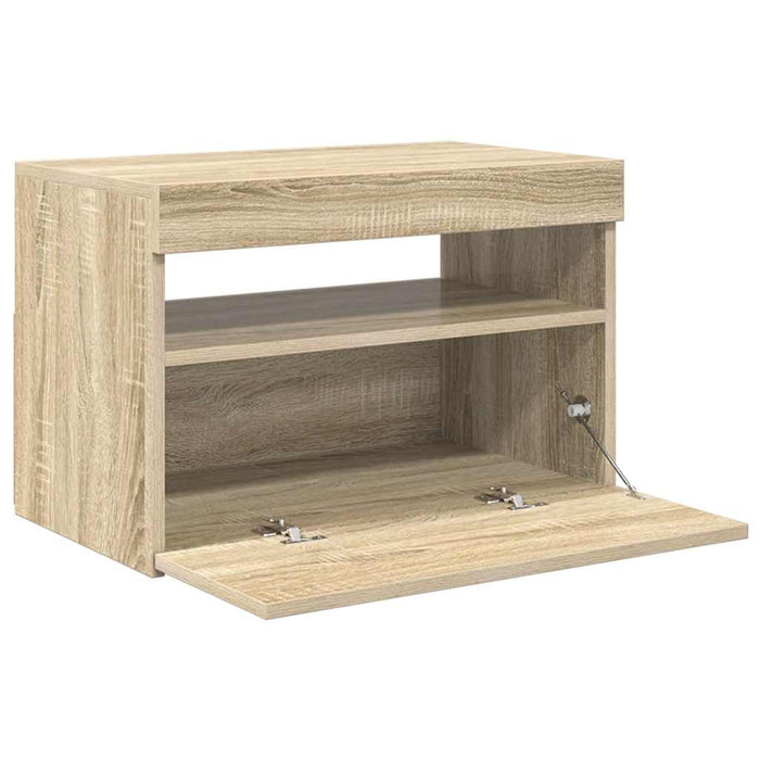 Comodă TV cu lumini LED, stejar Sonoma, 60x35x40 cm - WALTI WALTI