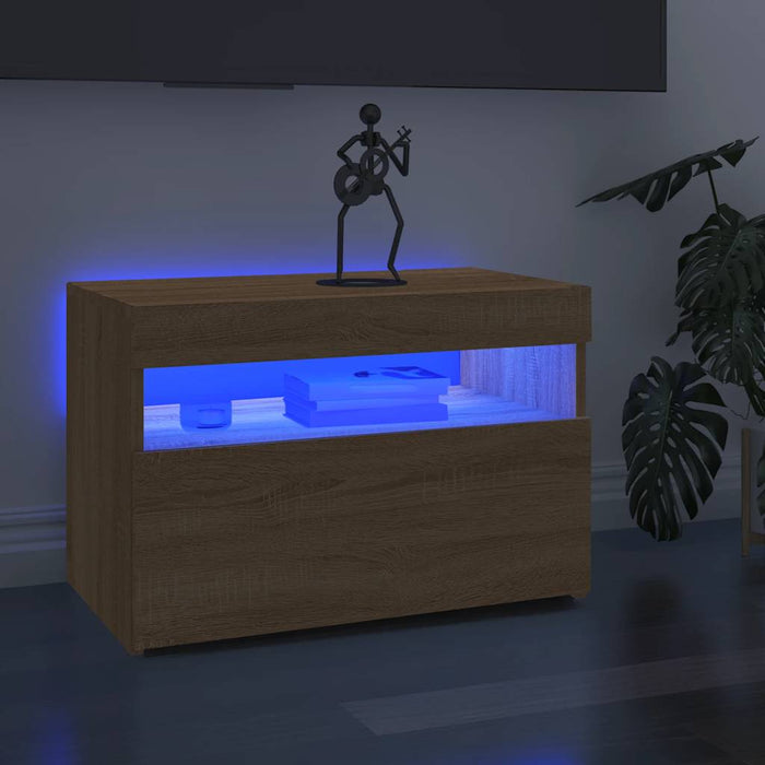 Comodă TV cu lumini LED, stejar Sonoma, 60x35x40 cm - WALTI WALTI