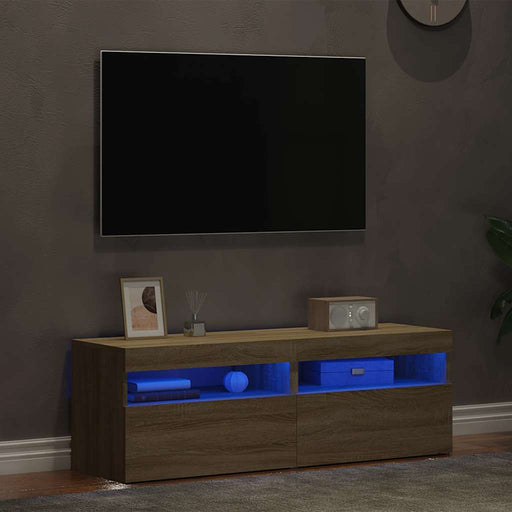 Comode TV cu lumini LED, 2 buc., stejar Sonoma, 60x35x40 cm - WALTI WALTI