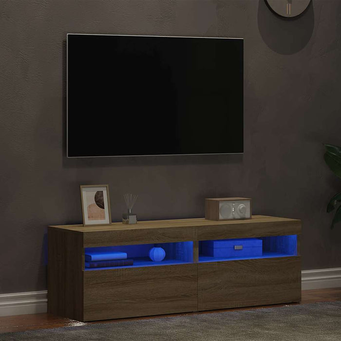 Comode TV cu lumini LED, 2 buc., stejar Sonoma, 60x35x40 cm - WALTI WALTI