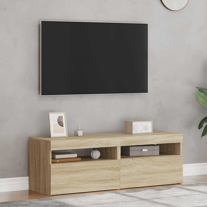 Comode TV cu lumini LED, 2 buc., stejar Sonoma, 60x35x40 cm - WALTI WALTI