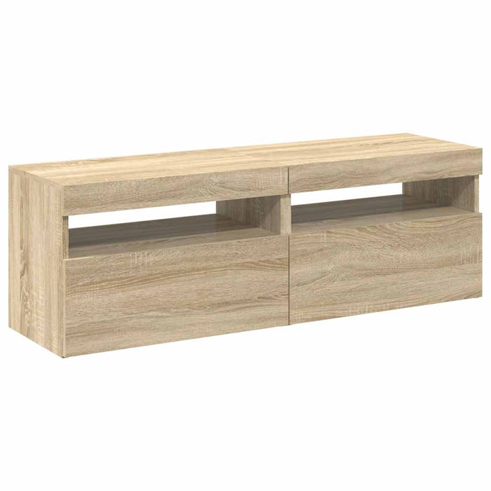 Comode TV cu lumini LED, 2 buc., stejar Sonoma, 60x35x40 cm - WALTI WALTI
