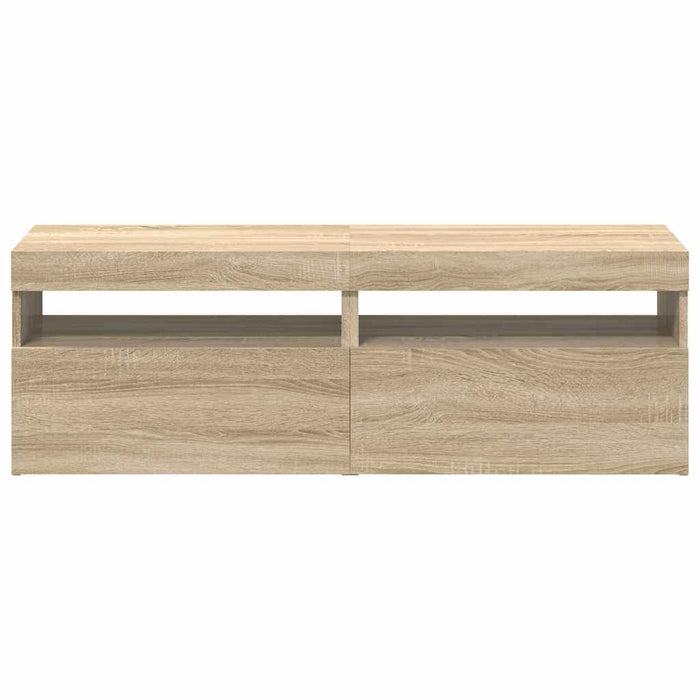Comode TV cu lumini LED, 2 buc., stejar Sonoma, 60x35x40 cm - WALTI WALTI