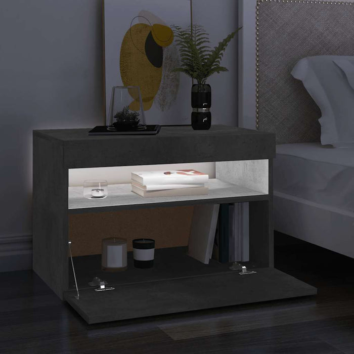 Comodă TV cu lumini LED, gri beton, 60x35x40 cm - WALTI WALTI
