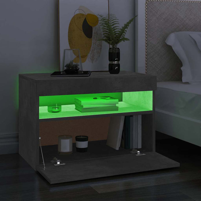 Comodă TV cu lumini LED, gri beton, 60x35x40 cm - WALTI WALTI