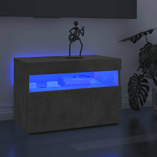 Comodă TV cu lumini LED, gri beton, 60x35x40 cm - WALTI WALTI