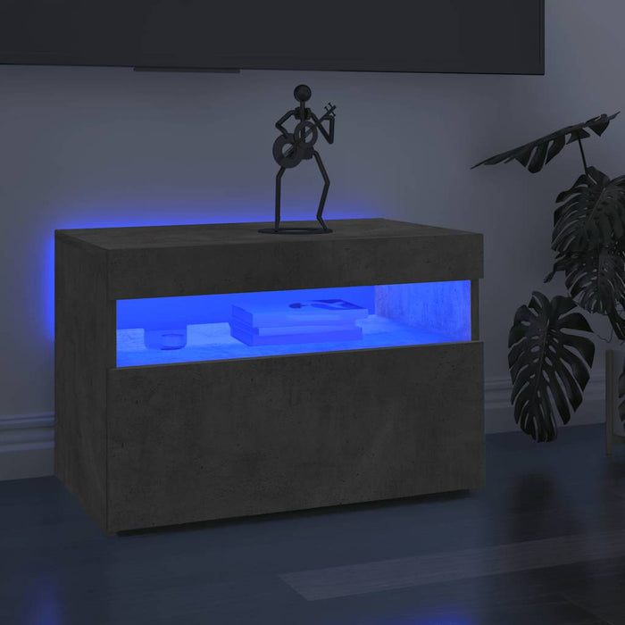 Comodă TV cu lumini LED, gri beton, 60x35x40 cm - WALTI WALTI