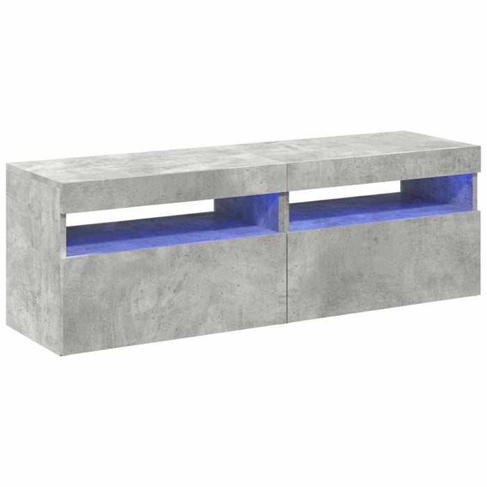 Comode TV cu lumini LED, 2 buc., gri beton, 60x35x40 cm - WALTI WALTI