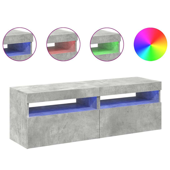 Comode TV cu lumini LED, 2 buc., gri beton, 60x35x40 cm - WALTI WALTI
