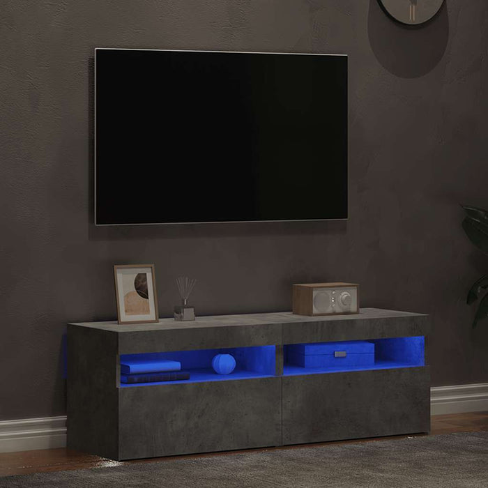 Comode TV cu lumini LED, 2 buc., gri beton, 60x35x40 cm - WALTI WALTI
