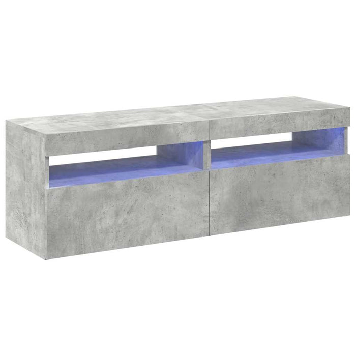 Comode TV cu lumini LED, 2 buc., gri beton, 60x35x40 cm - WALTI WALTI