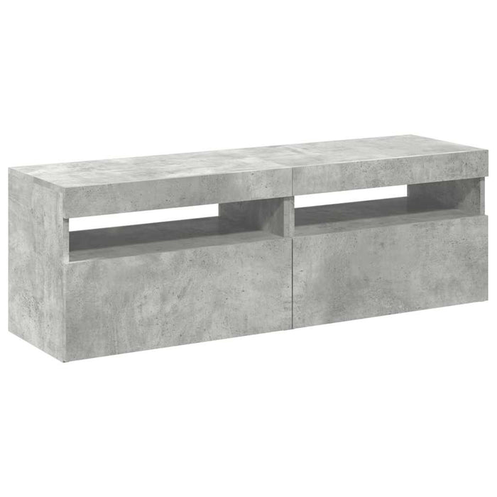 Comode TV cu lumini LED, 2 buc., gri beton, 60x35x40 cm - WALTI WALTI