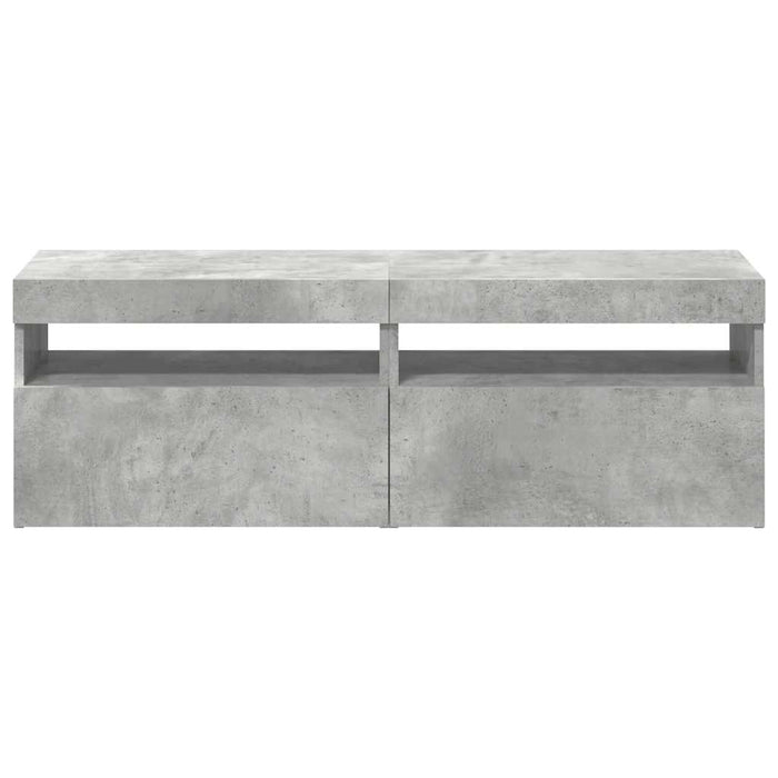 Comode TV cu lumini LED, 2 buc., gri beton, 60x35x40 cm - WALTI WALTI