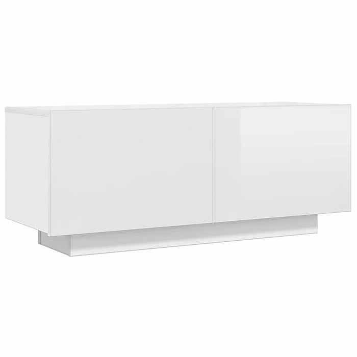 Comodă TV, alb extralucios, 100x35x40 cm, lemn prelucrat WALTI