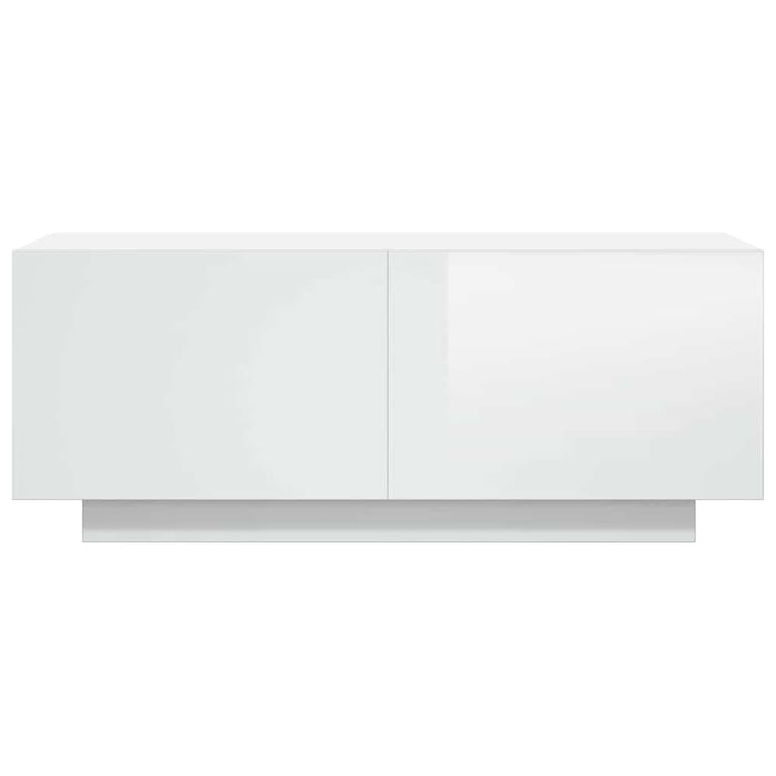 Comodă TV, alb extralucios, 100x35x40 cm, lemn prelucrat WALTI