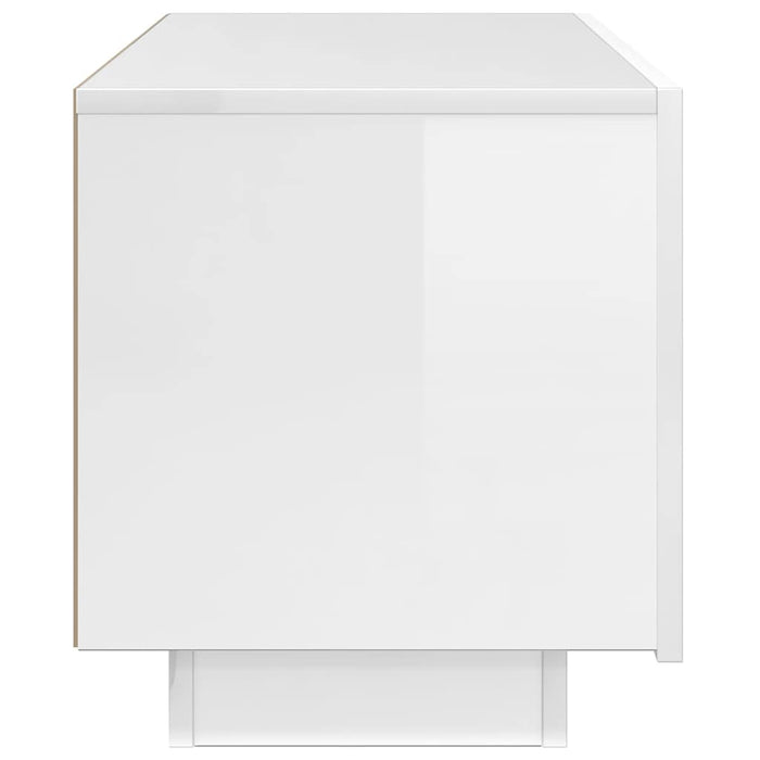 Comodă TV, alb extralucios, 100x35x40 cm, lemn prelucrat WALTI