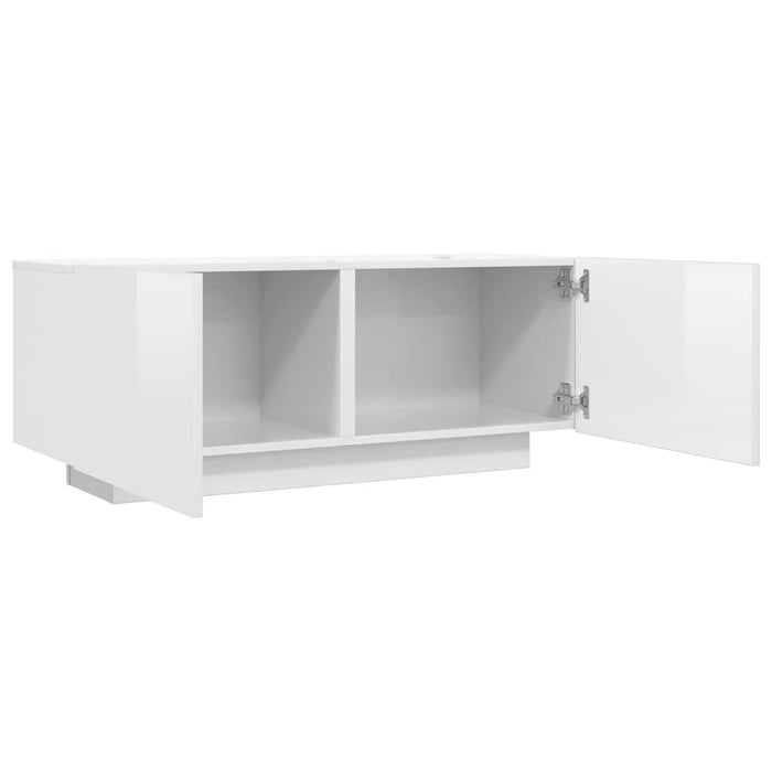Comodă TV, alb extralucios, 100x35x40 cm, lemn prelucrat WALTI