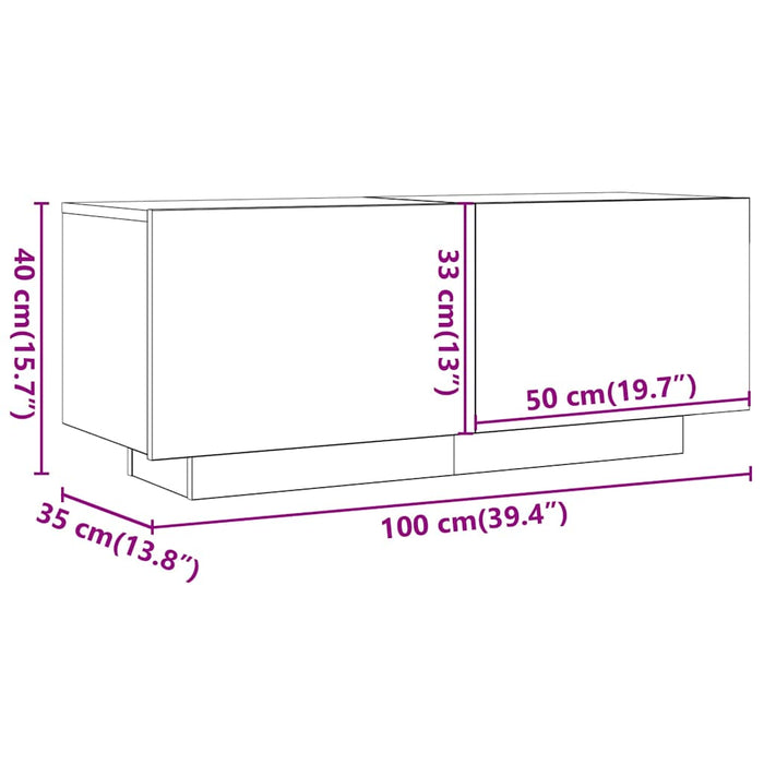 Comodă TV, alb extralucios, 100x35x40 cm, lemn prelucrat WALTI