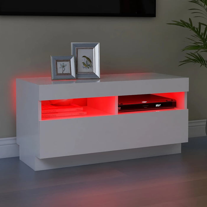 Comodă TV cu lumini LED, alb, 80x35x40 cm - WALTI WALTI