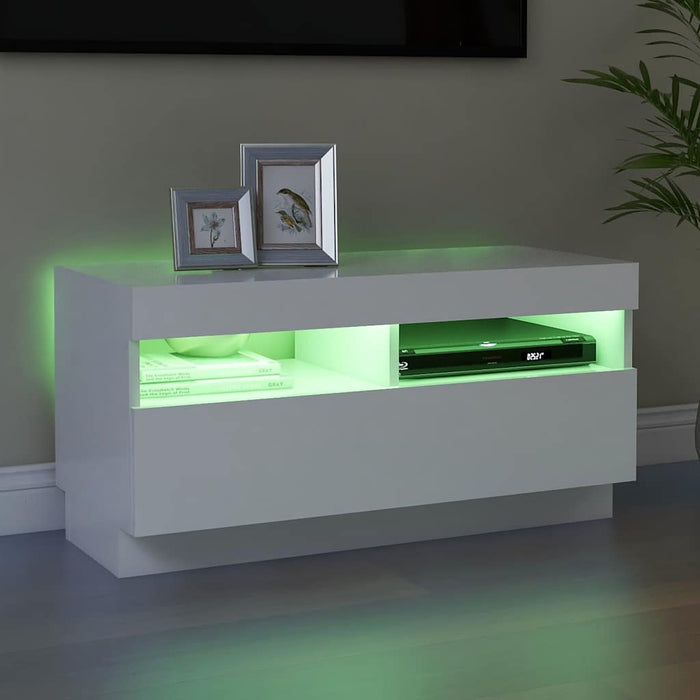 Comodă TV cu lumini LED, alb, 80x35x40 cm - WALTI WALTI