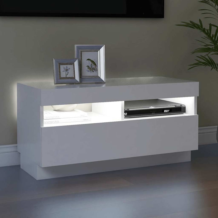 Comodă TV cu lumini LED, alb, 80x35x40 cm - WALTI WALTI