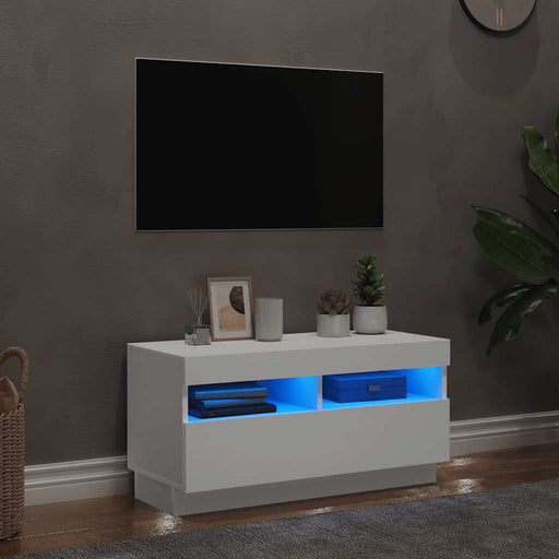 Comodă TV cu lumini LED, alb, 80x35x40 cm - WALTI WALTI