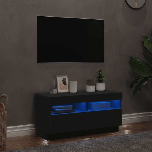 Comodă TV cu lumini LED, negru, 80x35x40 cm - WALTI WALTI