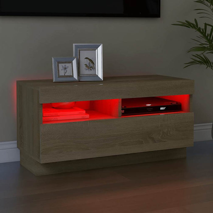 Comodă TV cu lumini LED, stejar Sonoma, 80x35x40 cm - WALTI WALTI