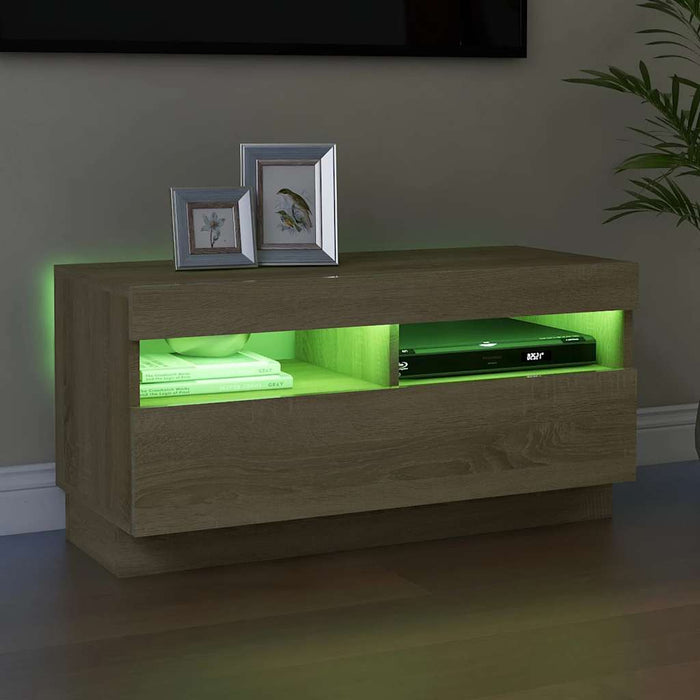 Comodă TV cu lumini LED, stejar Sonoma, 80x35x40 cm - WALTI WALTI