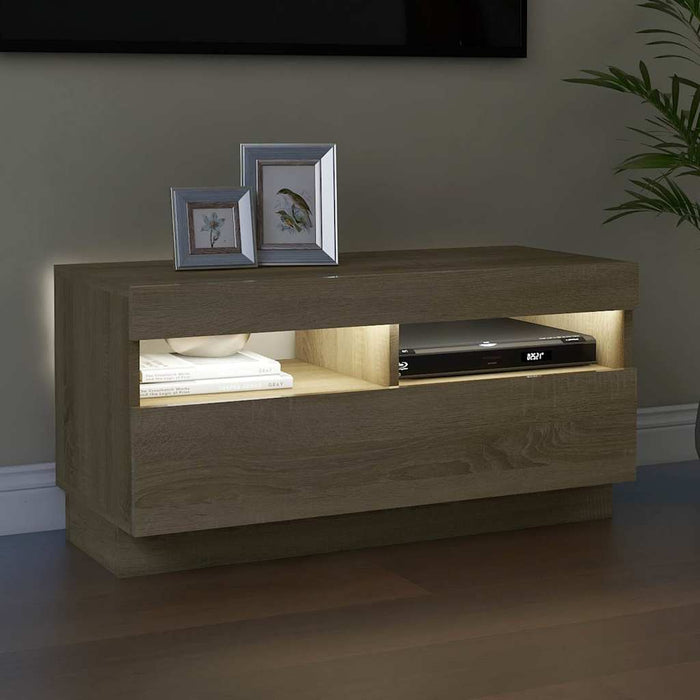 Comodă TV cu lumini LED, stejar Sonoma, 80x35x40 cm - WALTI WALTI
