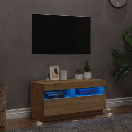 Comodă TV cu lumini LED, stejar Sonoma, 80x35x40 cm - WALTI WALTI