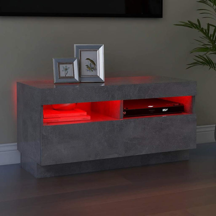 Comodă TV cu lumini LED, gri beton, 80x35x40 cm - WALTI WALTI