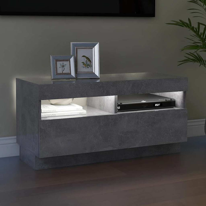 Comodă TV cu lumini LED, gri beton, 80x35x40 cm - WALTI WALTI