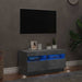 Comodă TV cu lumini LED, gri beton, 80x35x40 cm - WALTI WALTI
