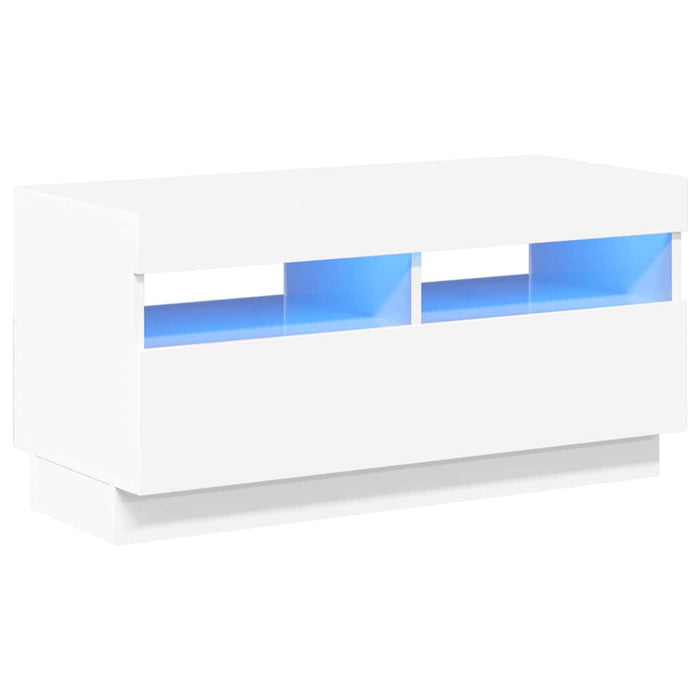 Comodă TV cu lumini LED, alb extralucios, 80x35x40 cm - WALTI WALTI