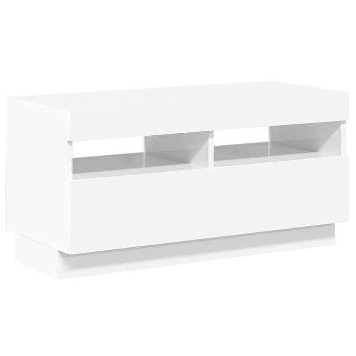 Comodă TV cu lumini LED, alb extralucios, 80x35x40 cm - WALTI WALTI