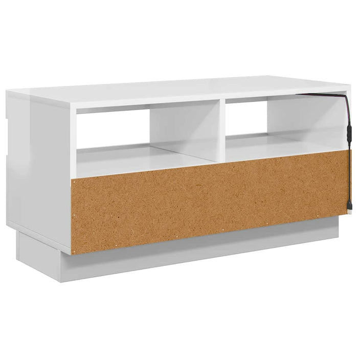 Comodă TV cu lumini LED, alb extralucios, 80x35x40 cm - WALTI WALTI