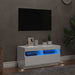 Comodă TV cu lumini LED, alb extralucios, 80x35x40 cm - WALTI WALTI