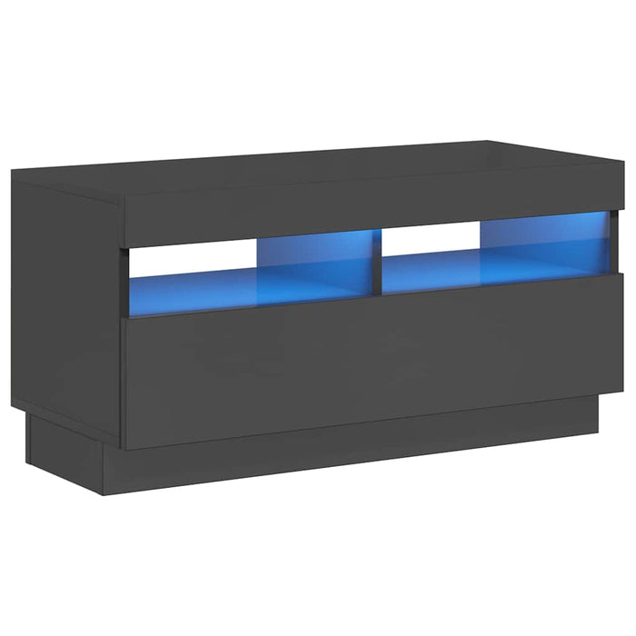 Comodă TV cu lumini LED, gri extralucios, 80x35x40 cm WALTI